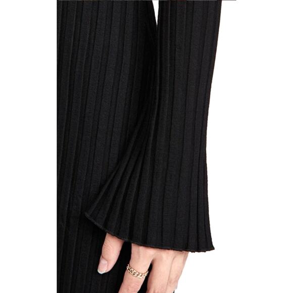 Simon Miller NEW Ribbed Black Dress Flare Sleeves Womens Size XL NWT Bodycon - Picture 13 of 16
